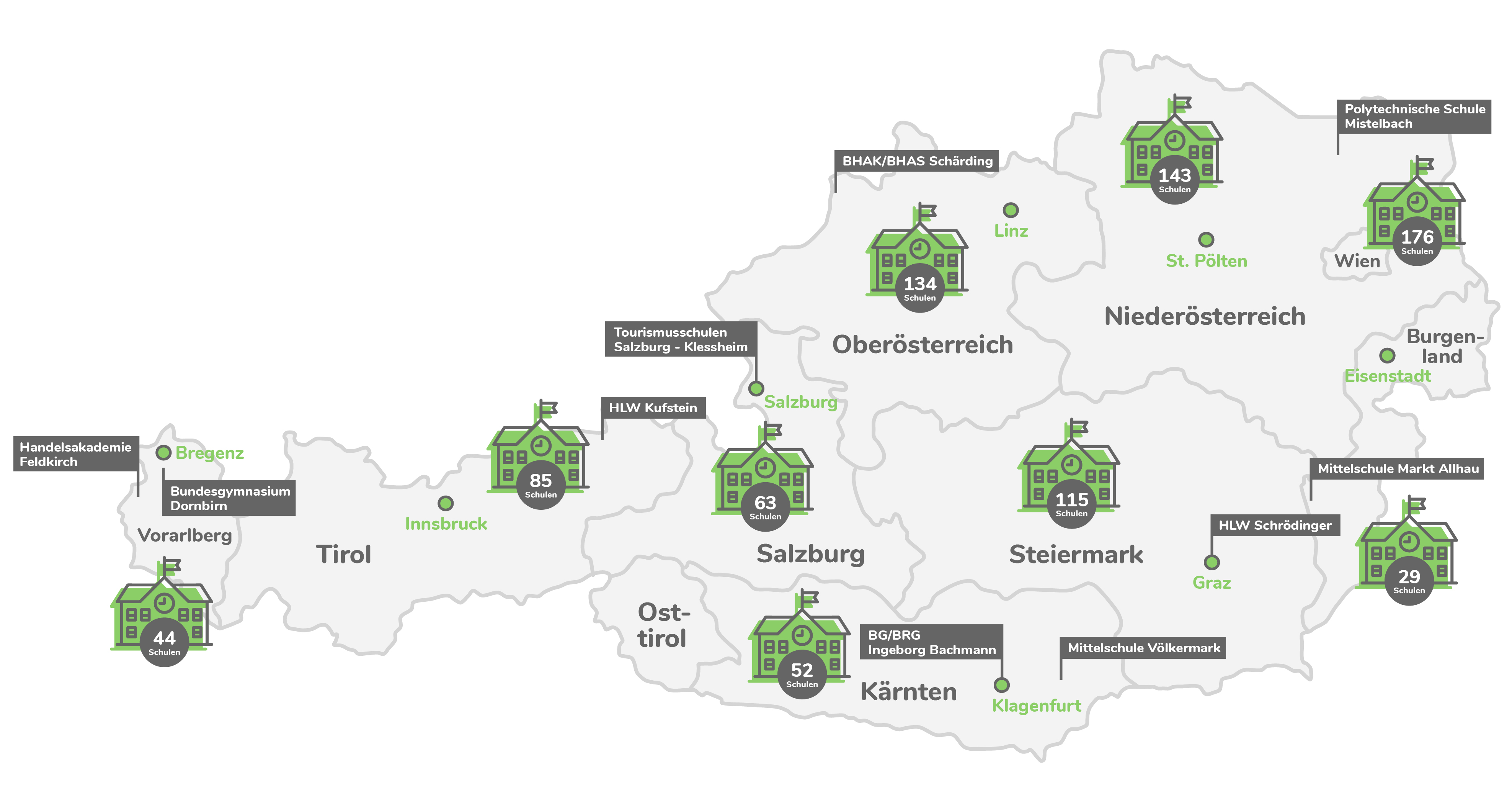 Schulkooperationen von SCHOOLGAMES pro Bundesland Schulkooperationen von SCHOOLGAMES pro Bundesland